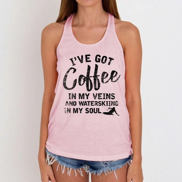 Water Ski Coffee Soul Water Skiing Gift Women's Knotted Racerback Tank