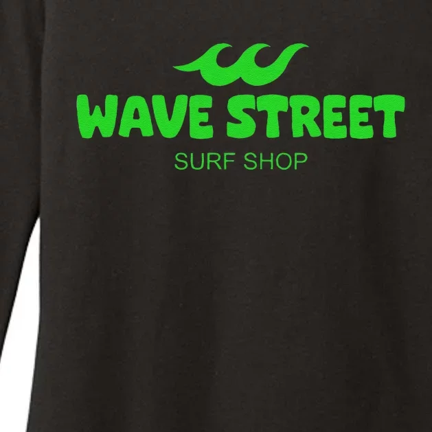 Wave Street Classic Green Waves Beach Surf Shop Graphic Womens CVC Long Sleeve Shirt