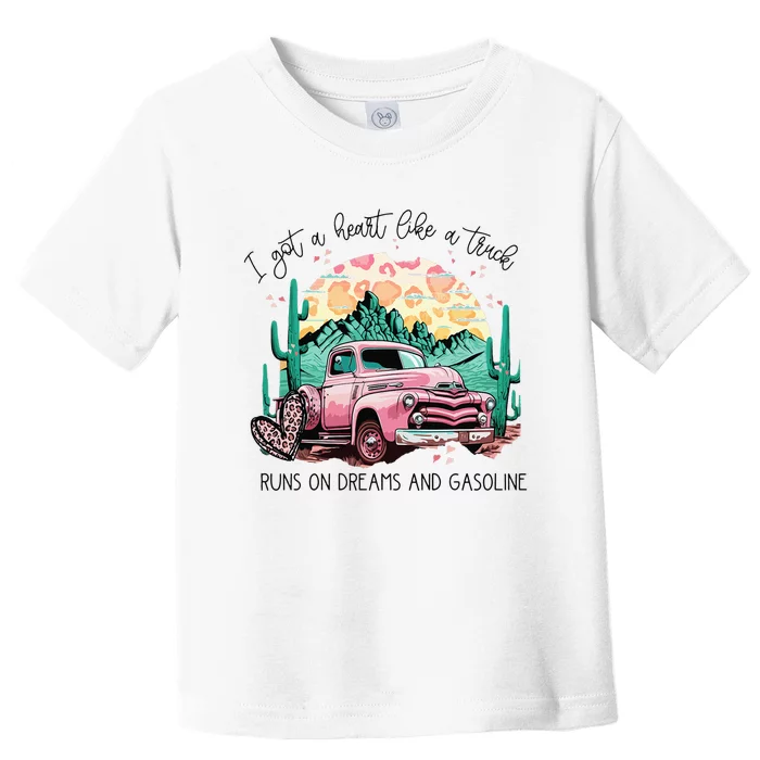 Western Sunset Cow I Got A Heart Like A Truck Toddler T-Shirt