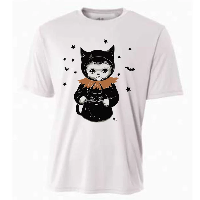 Wearing Spooky Cat Cooling Performance Crew T-Shirt