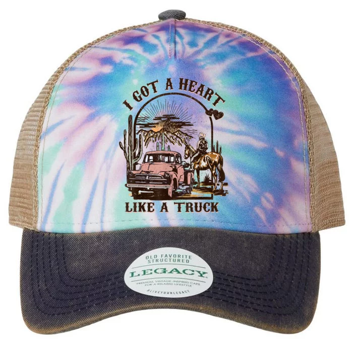 Western Sunset Cowgirl I Got A Heart Like A Truck Legacy Tie Dye Trucker Hat