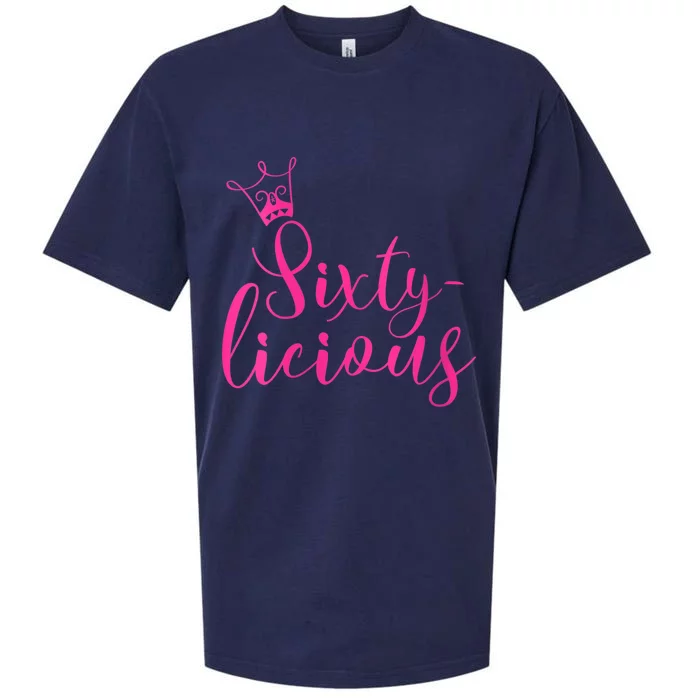 Wo Sixty-licious Crown Queen 60th Birthday Pink Sixtylicious V-Neck Sueded Cloud Jersey T-Shirt