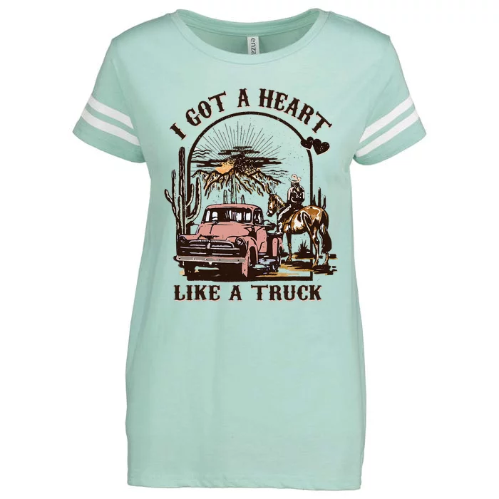 Western Sunset Cowgirl I Got A Heart Like A Truck Enza Ladies Jersey Football T-Shirt