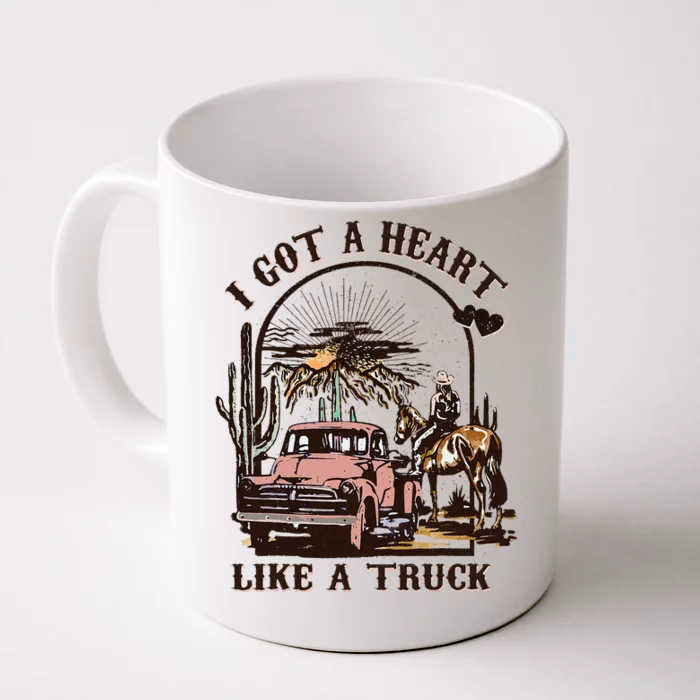 Western Sunset Cowgirl I Got A Heart Like A Truck Front & Back Coffee Mug