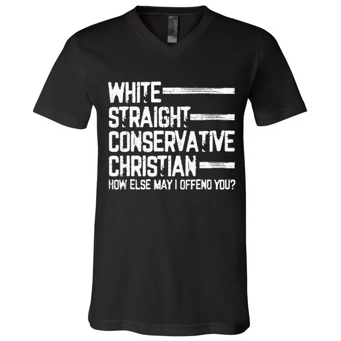 White Straight Conservative Christian Patriotic V-Neck T-Shirt