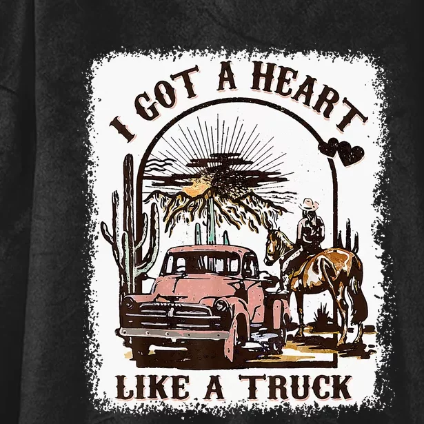 Western Sunset Cowgirl I Got A Heart Like A Truck Hooded Wearable Blanket