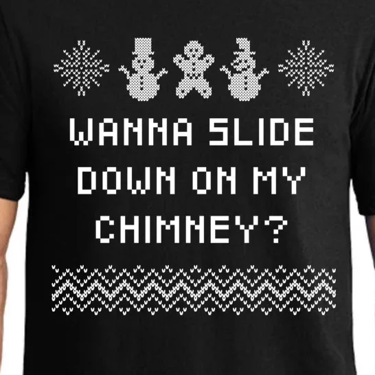 Wanna Slide Down On My Chimney Christmas Dad Jokes Xmas Gift Pajama Set