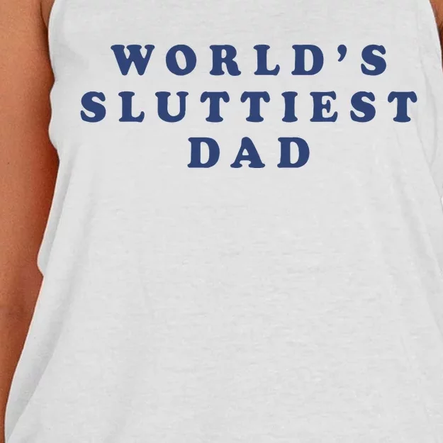 WorldS Sluttiest Dad Women's Knotted Racerback Tank