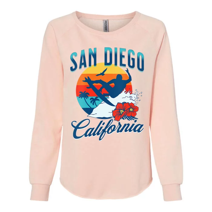 Womens San Diego California Beach Surf Summer Vacation Vintage Womens California Wash Sweatshirt