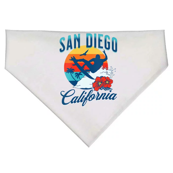 Womens San Diego California Beach Surf Summer Vacation Vintage USA-Made Doggie Bandana