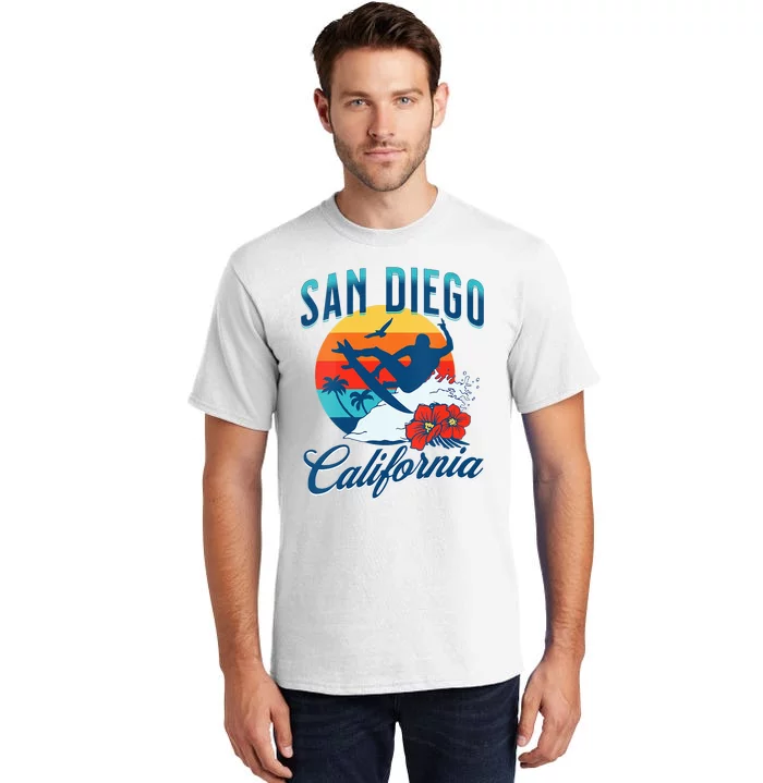 Womens San Diego California Beach Surf Summer Vacation Vintage Tall T-Shirt