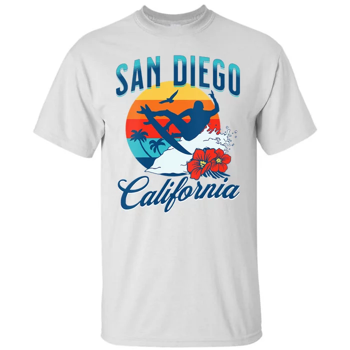 Womens San Diego California Beach Surf Summer Vacation Vintage Tall T-Shirt