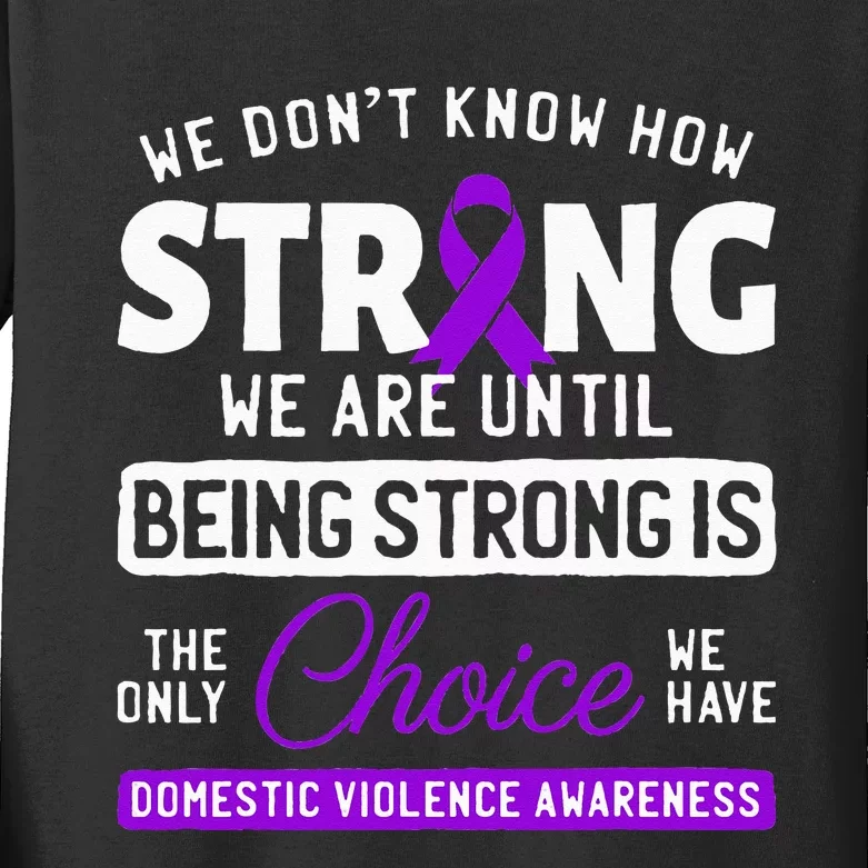 Warrior Survivor Domestic Violence Awareness Purple Ribbon Kids Long Sleeve Shirt