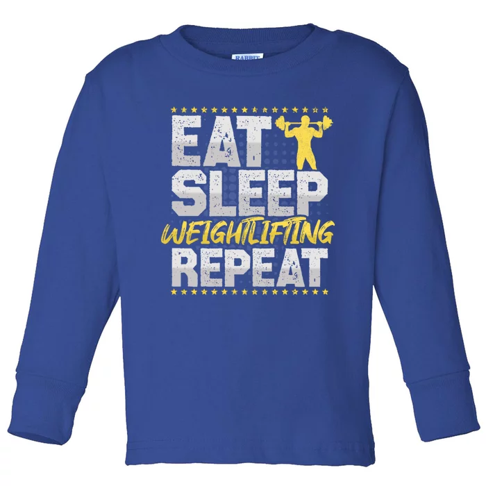 Weight Sports Eat Sleep Repeat Gym Hobby Weight Sports Meaningful Gift Toddler Long Sleeve Shirt