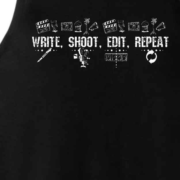 Write Shoot Edit Repeat Filmmaker Ladies Tri-Blend Wicking Tank