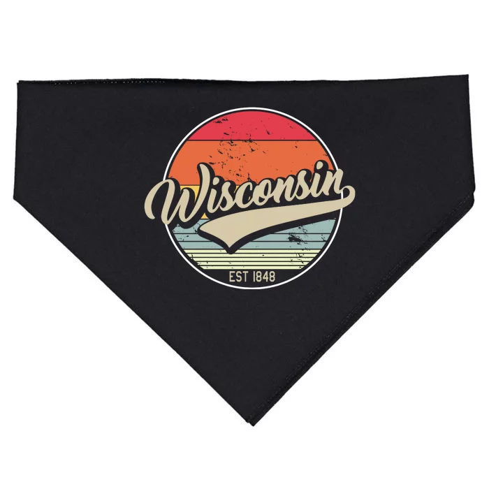 Wisconsin State Est 1849 Retro Vintage USA-Made Doggie Bandana