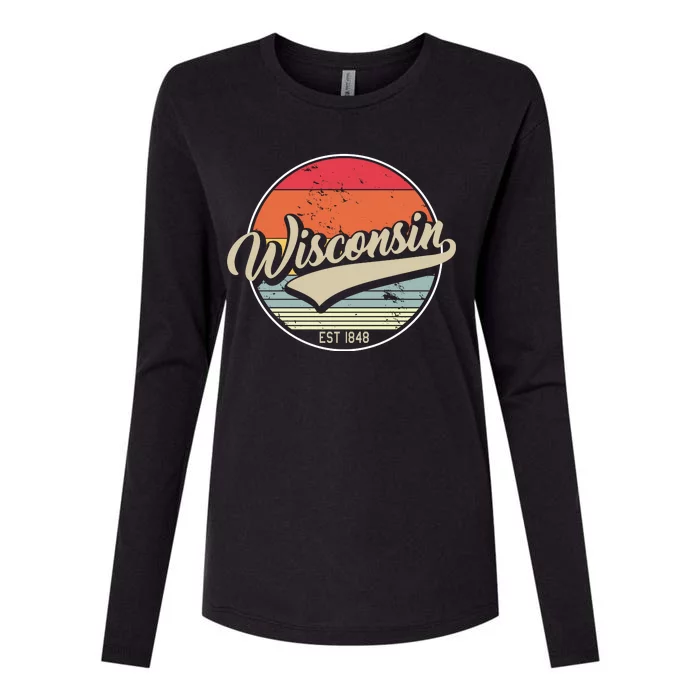 Wisconsin State Est 1849 Retro Vintage Womens Cotton Relaxed Long Sleeve T-Shirt