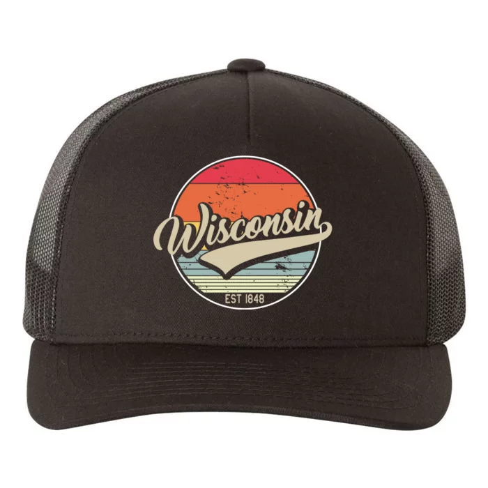 Wisconsin State Est 1849 Retro Vintage Yupoong Adult 5-Panel Trucker Hat