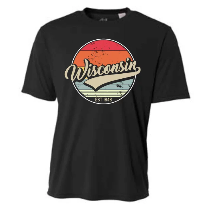 Wisconsin State Est 1849 Retro Vintage Cooling Performance Crew T-Shirt