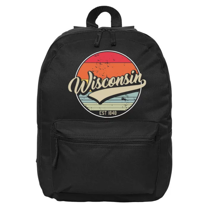 Wisconsin State Est 1849 Retro Vintage 16 in Basic Backpack