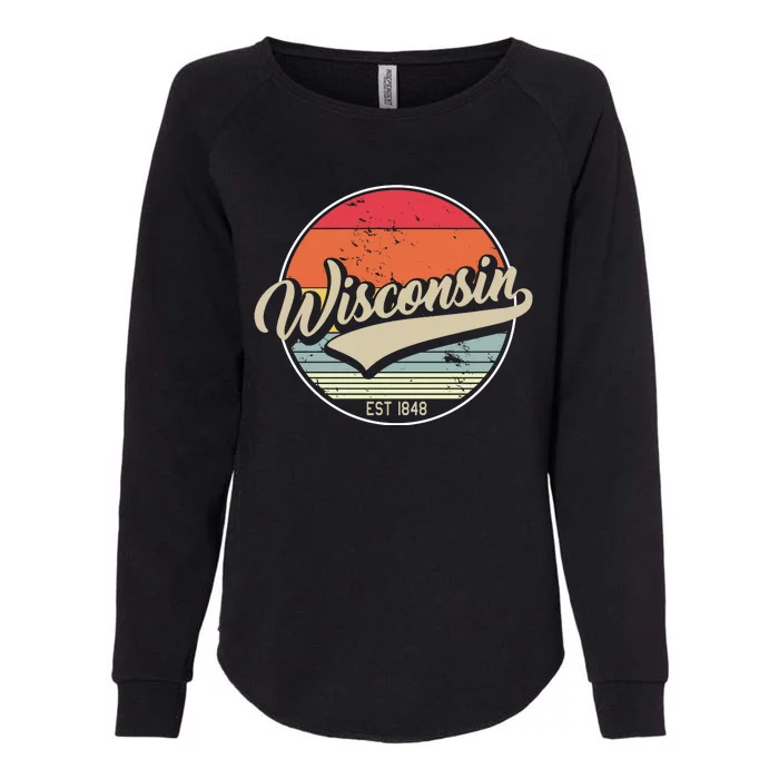 Wisconsin State Est 1849 Retro Vintage Womens California Wash Sweatshirt