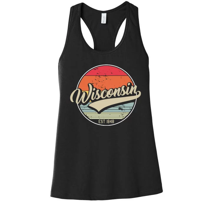 Wisconsin State Est 1849 Retro Vintage Women's Racerback Tank