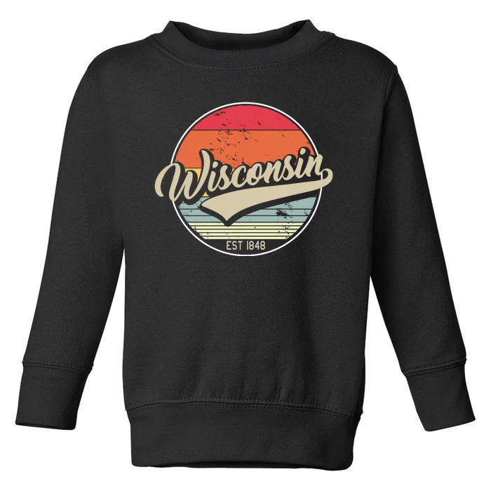 Wisconsin State Est 1849 Retro Vintage Toddler Sweatshirt