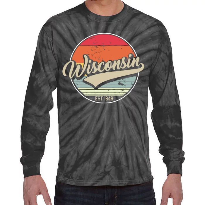 Wisconsin State Est 1849 Retro Vintage Tie-Dye Long Sleeve Shirt