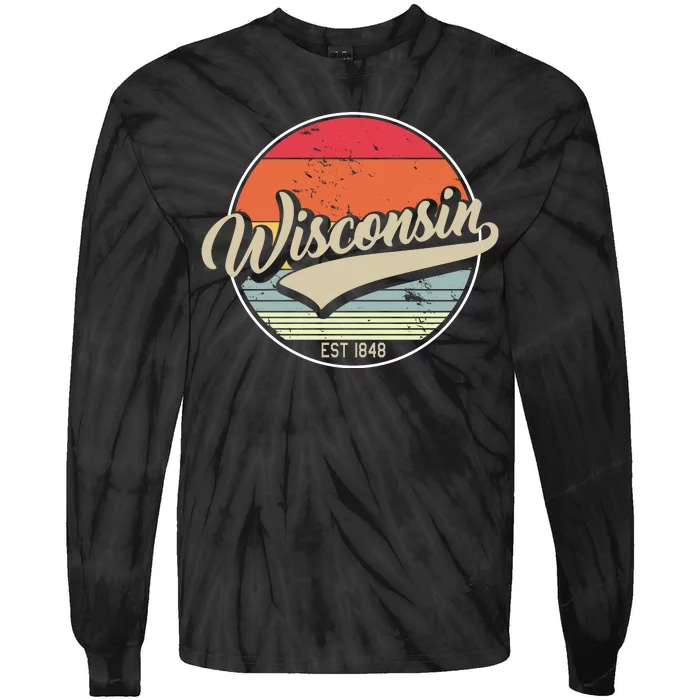 Wisconsin State Est 1849 Retro Vintage Tie-Dye Long Sleeve Shirt