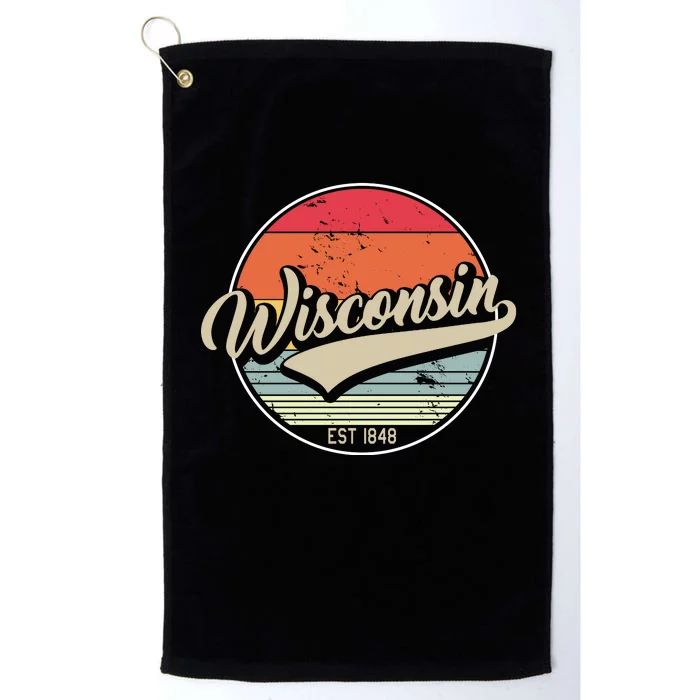 Wisconsin State Est 1849 Retro Vintage Platinum Collection Golf Towel