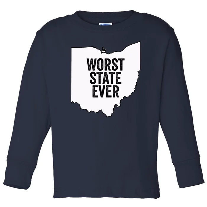 Worst State Ever, Ohio Sucks Gift Toddler Long Sleeve Shirt