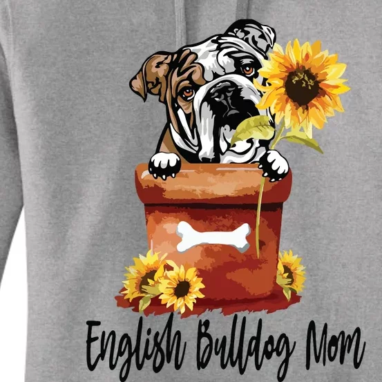 Womens Sunflower English Bulldog Mom Dog Lover Gifts Women's Pullover Hoodie