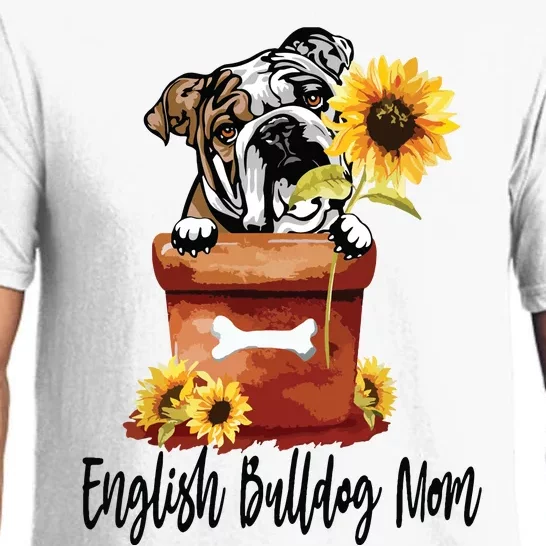 Womens Sunflower English Bulldog Mom Dog Lover Gifts Pajama Set