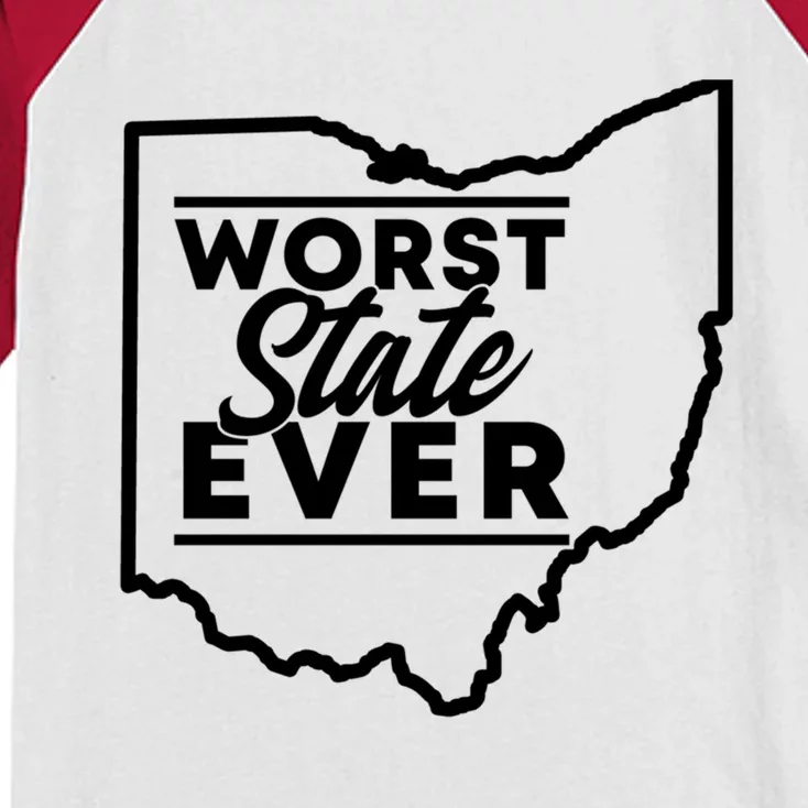 Worst State Ever Ohio Funny Gift Kids Colorblock Raglan Jersey