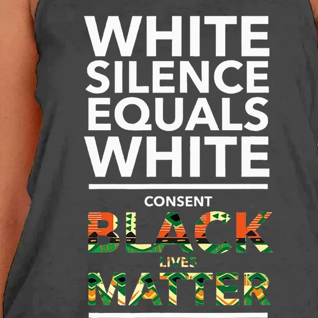 White Silence Equals White Consent Racial Equality Women's Knotted Racerback Tank