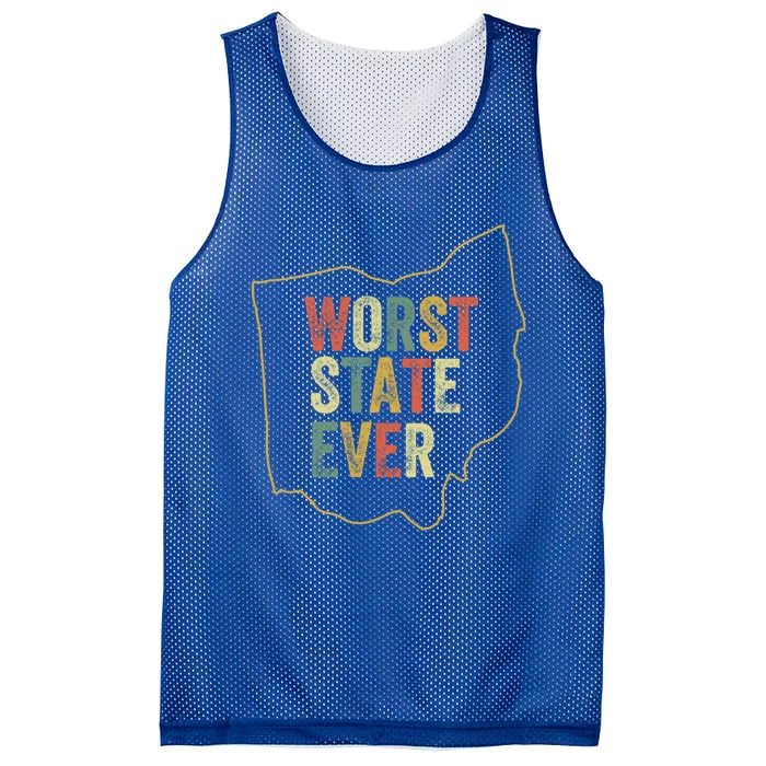 Worst State Ever Ohio Sucks Funny Sports Fan Rivalry Humor Gift Mesh Reversible Basketball Jersey Tank