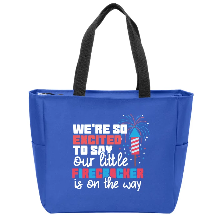 Were So Excited To Say Our Little Firecracker Is On The Way Gift Zip Tote Bag