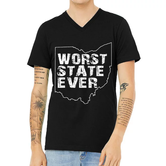 Worst State Ever Ohio V-Neck T-Shirt