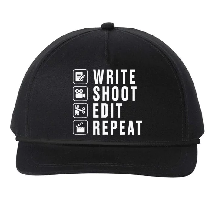 Write Shoot Edit Repeat Filmmaker Movie Director Filmmaking Snapback Five-Panel Rope Hat