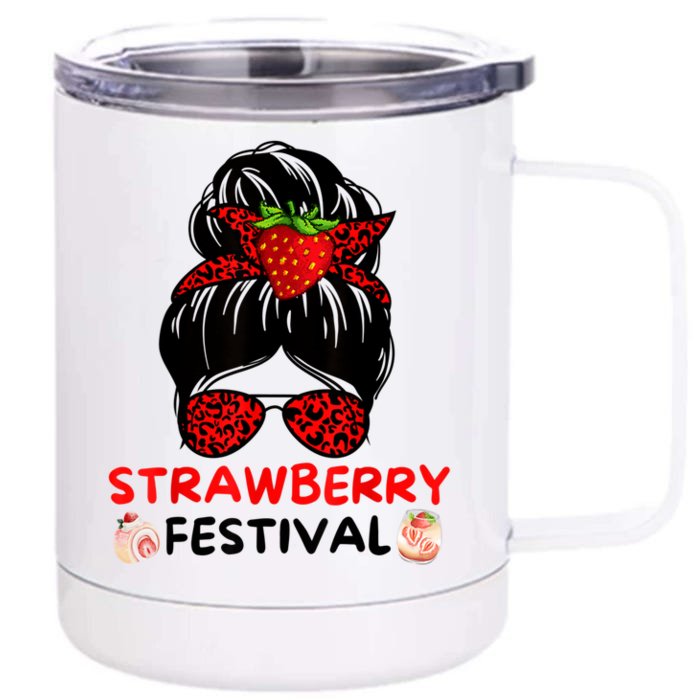 Womens Strawberry Festival Fruit Lover Mom Cute Front & Back 12oz Stainless Steel Tumbler Cup