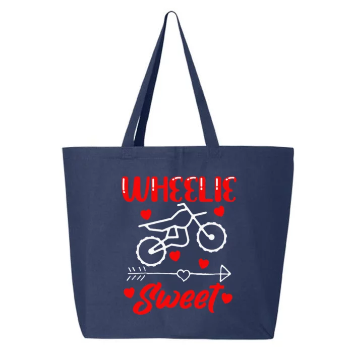 Wheelie Sweet Funny Valentine's Day Heart Dirt Bike Biking 25L Jumbo Tote