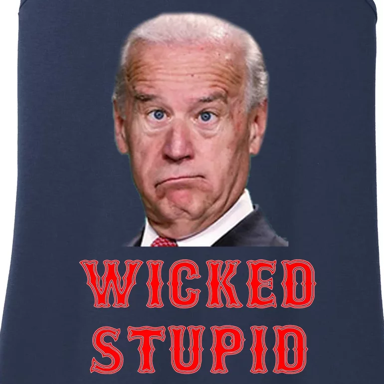 Wicked Stupid Funny Joe Biden Boston Ladies Essential Tank