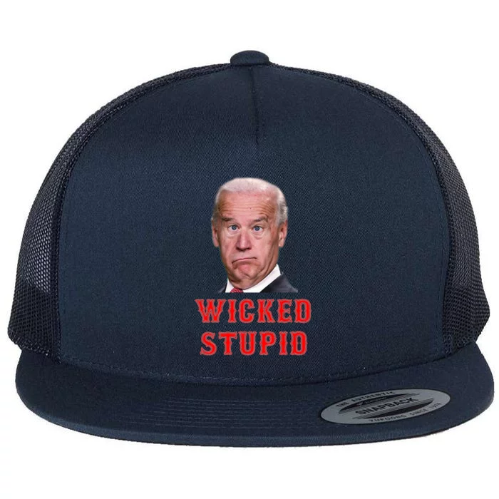 Wicked Stupid Funny Joe Biden Boston Flat Bill Trucker Hat