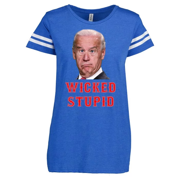 Wicked Stupid Funny Joe Biden Boston Enza Ladies Jersey Football T-Shirt