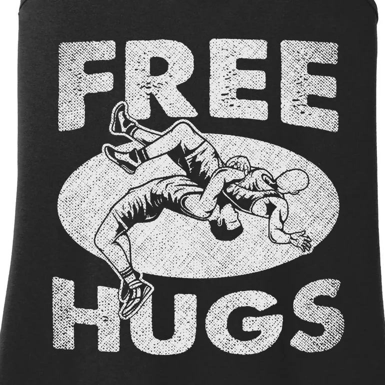 Wrestling Shirts  Funny Free Hugs Wrestling  Coach Ladies Essential Tank