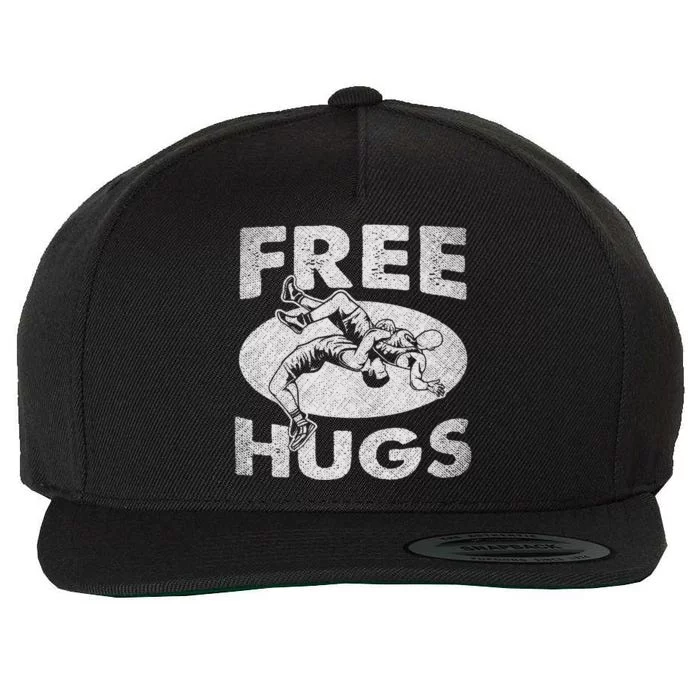 Wrestling Shirts  Funny Free Hugs Wrestling  Coach Wool Snapback Cap