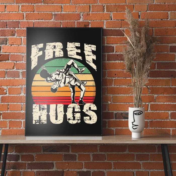 Wrestling Shirts  Funny Free Hugs Wrestling  Coach Poster