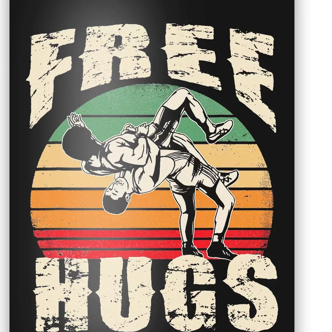 Wrestling Shirts  Funny Free Hugs Wrestling  Coach Poster