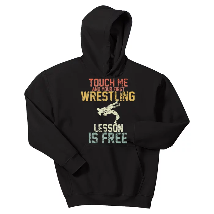 Wrestling Shirts  Funny Free Hugs Wrestling  Coach Kids Hoodie