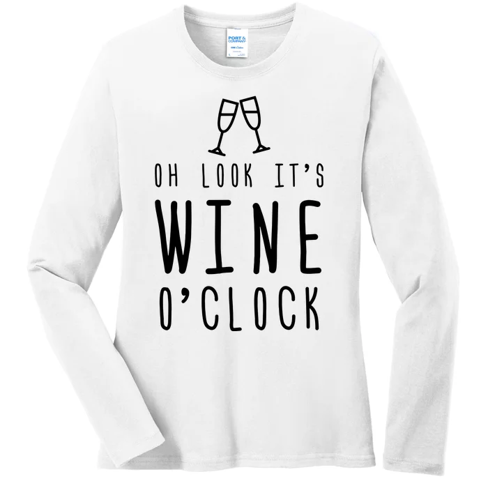 Wine Shirts Funny Mom Wife Gift Its Wine OClock Girl Ladies Long Sleeve Shirt